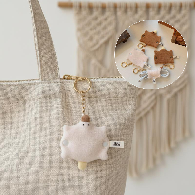 Cable Winder Keychain - Lovely Fluffy Duck-bill Cable Winder Keyring