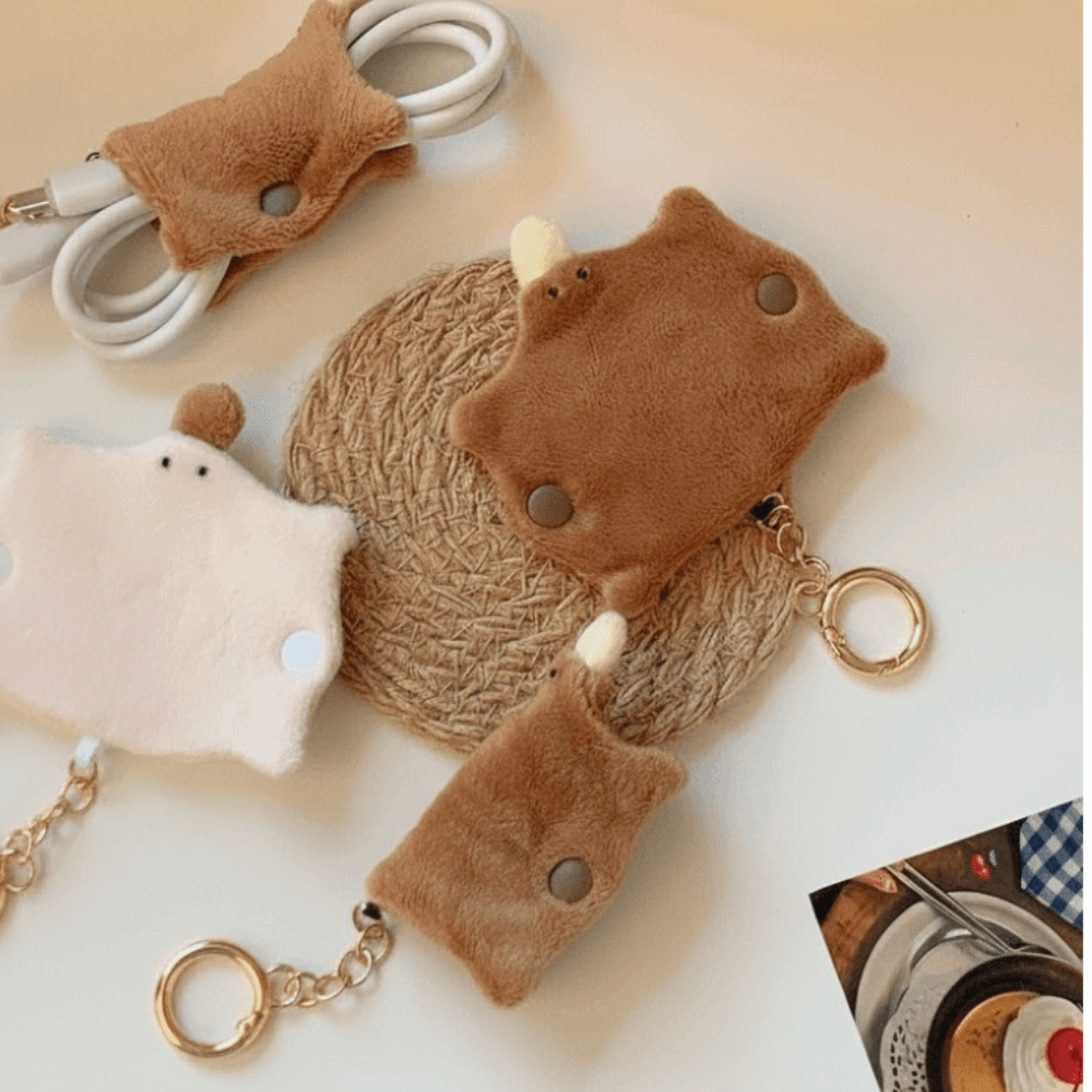 Cable Winder Keychain - Plush Platypus Data Cable Organizer Furry