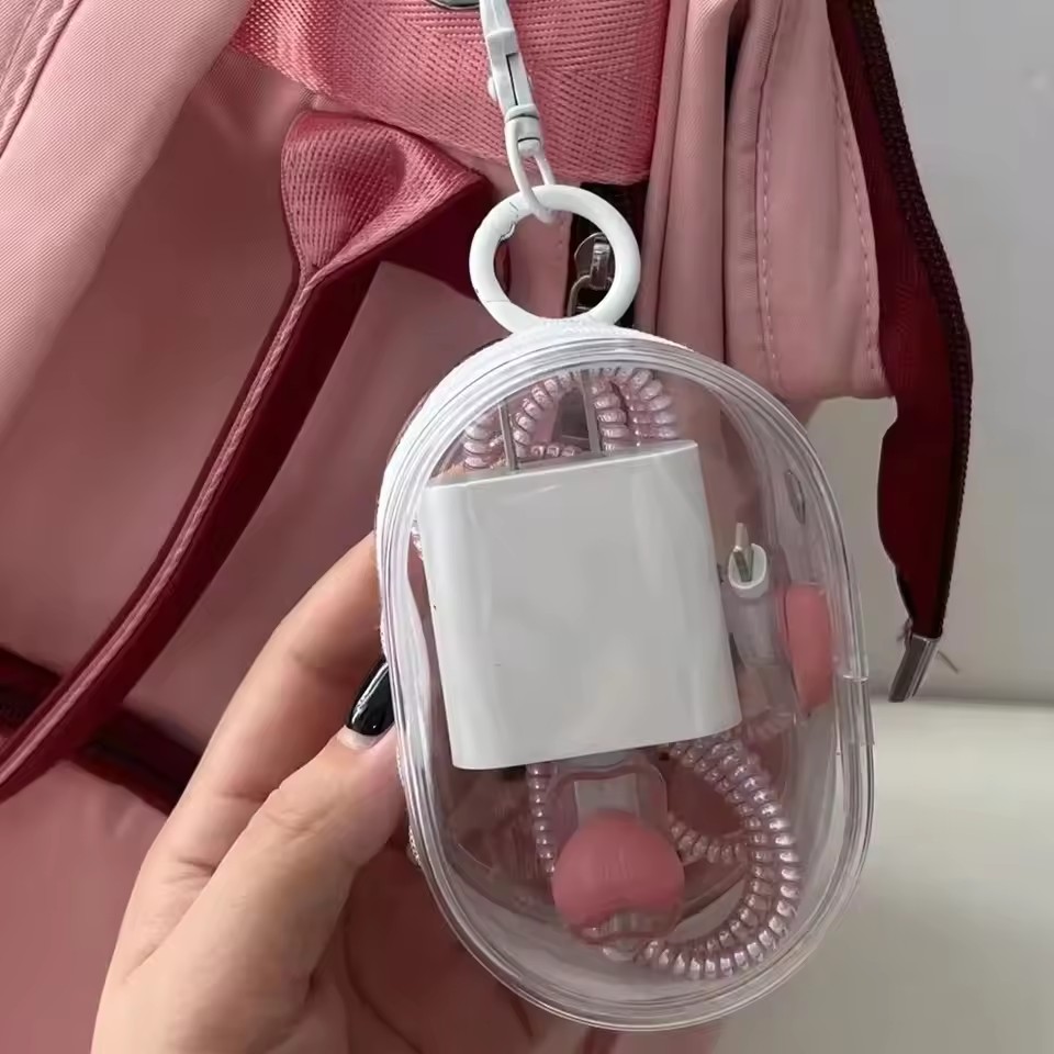 Portable Mini Clear Zipper Sto - Cable Winder Keychain ulasan dan harga