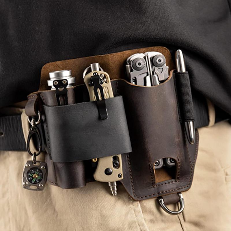 Men Leather EDCs Organizer She - Edc Carry Flashlight ulasan dan harga