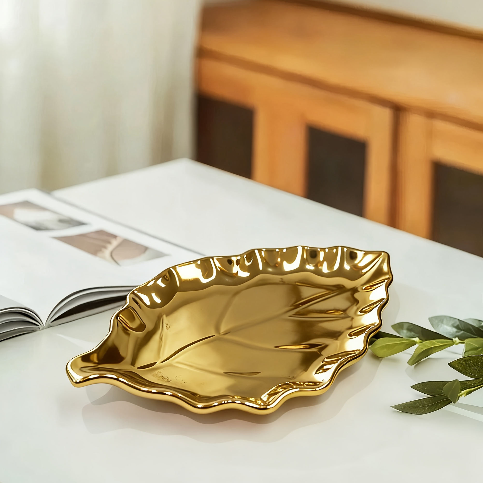 1pc Light Luxury Golden Leaf S - Pocket Knife Ceramic ulasan dan harga